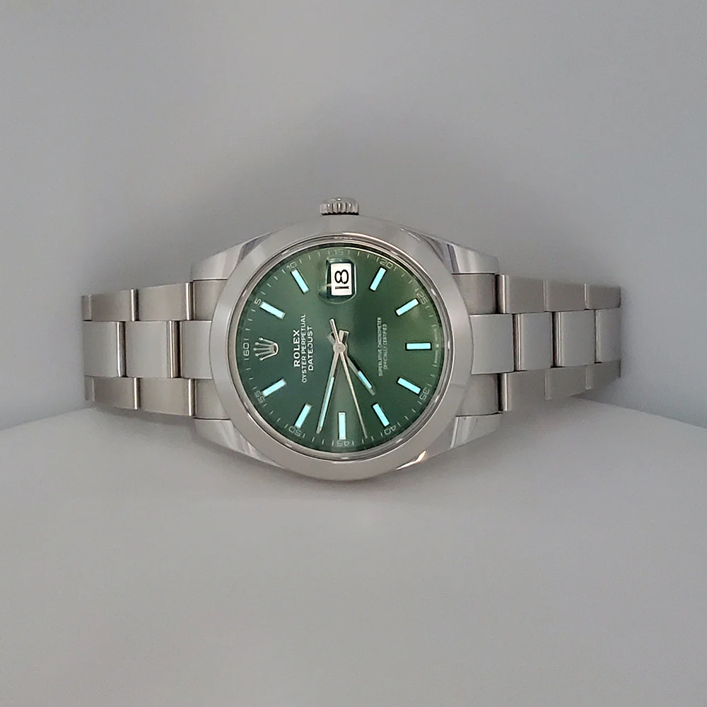 2023 Rolex Datejust 41 126300 Green Index Dial Steel Oyster Watch Box Papers - Image 7