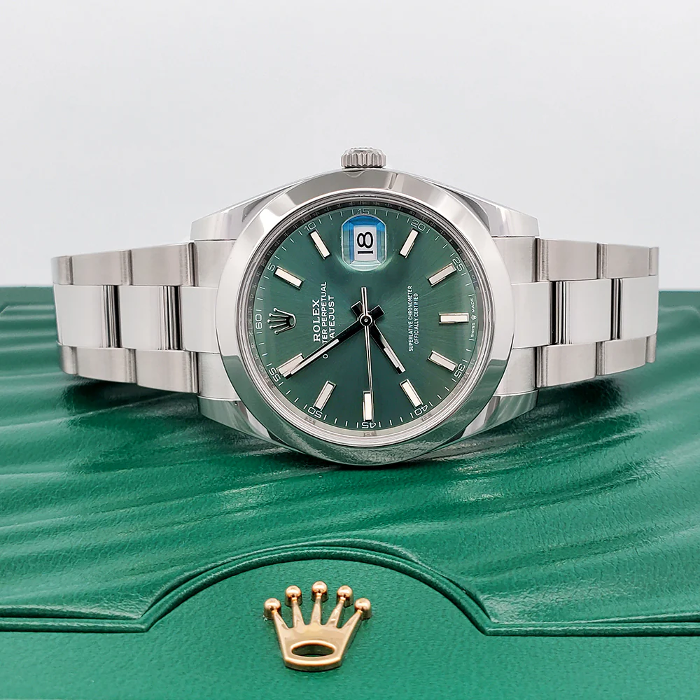 2023 Rolex Datejust 41 126300 Mint Green Steel Oyster Watch Box Papers - Image 2