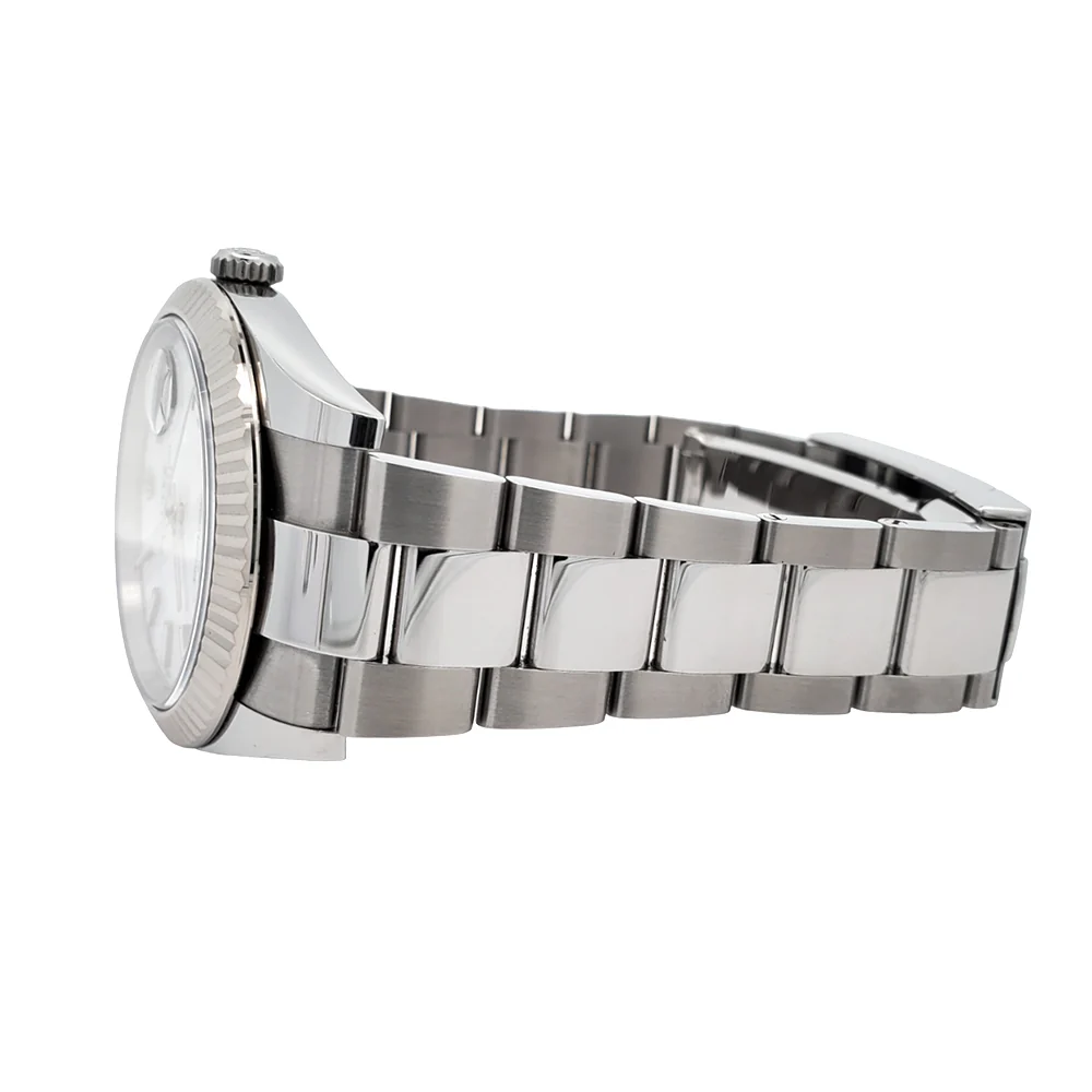 2023 Rolex Datejust 41 126334 White Index White Gold Fluted Bezel Steel Oyster Watch Box Papers - Image 4