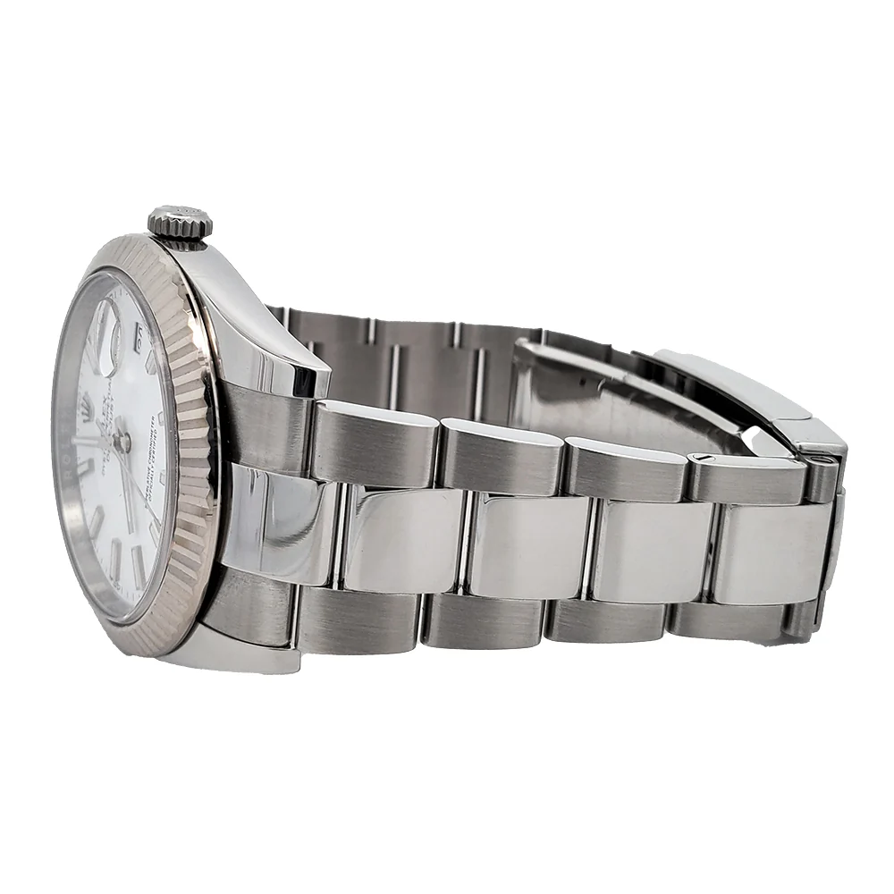 2023 Rolex Datejust 41 126334 White Index White Gold Fluted Steel Oyster Watch Box Papers - Image 4