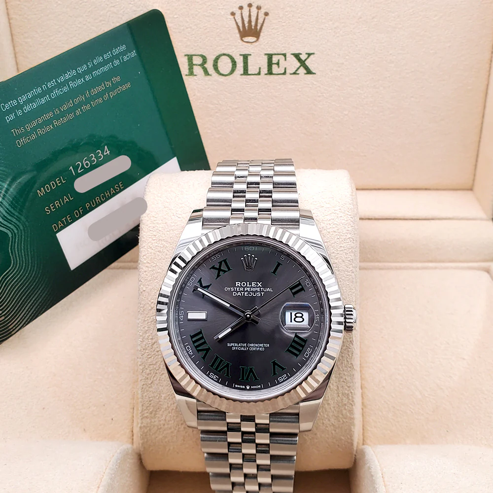 2023 Rolex Datejust 41 126334 Wimbledon Slate Roman Dial Steel Jubilee Watch Box Papers - Image 4