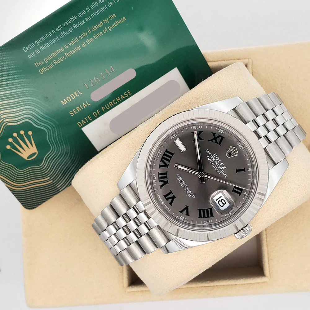 2023 Rolex Datejust 41 126334 Wimbledon Slate Roman Dial Steel Jubilee Watch Box Papers - Image 5