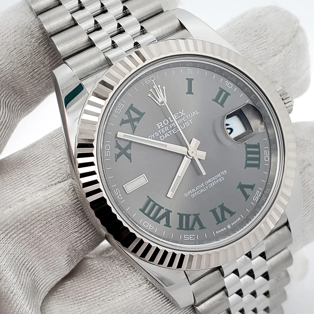 2023 Rolex Datejust 41 126334 Wimbledon Slate Roman Dial Steel Jubilee Watch Box Papers - Image 3