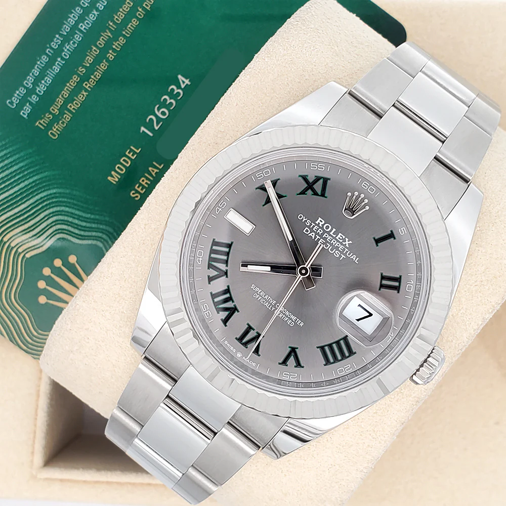 2023 Rolex Datejust 41 126334 Wimbledon Slate Roman Dial Steel Oyster Watch Box Papers - Image 4