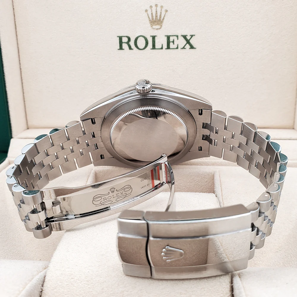2023 Rolex Datejust 41 Blue Index White Gold Fluted Bezel Steel Jubilee Watch 126334 Box Papers - Image 6