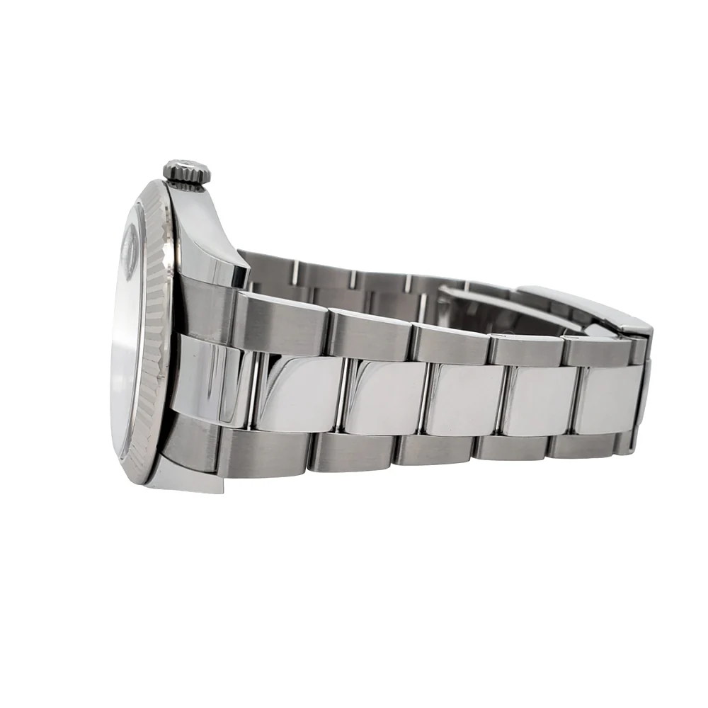 2023 Rolex Datejust 41 Blue Index White Gold Fluted Bezel Steel Watch 126334 Box Papers - Image 4