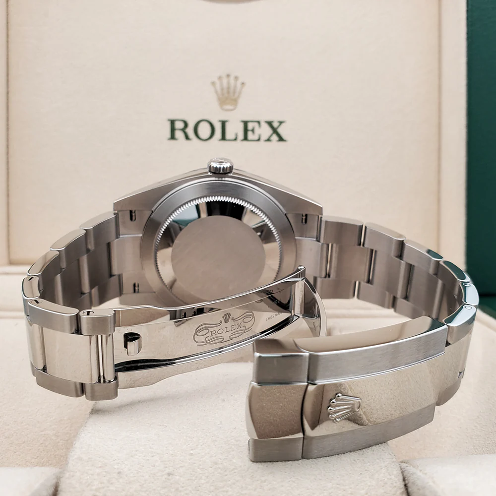 2023 Rolex Datejust 41 Blue Index White Gold Fluted Bezel Steel Watch 126334 Box Papers - Image 6