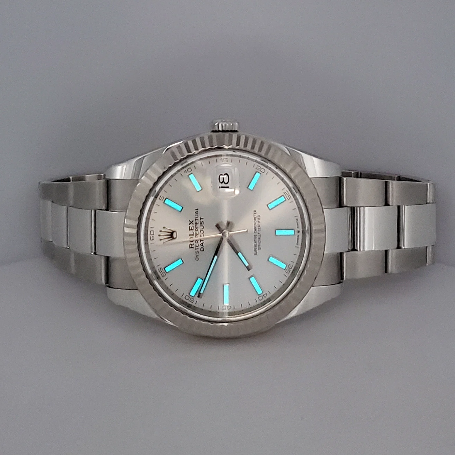 2023 Rolex Datejust 41 Silver Index White Gold Fluted Bezel Oyster Watch 126334 Box/ Papers/Tag - Image 9