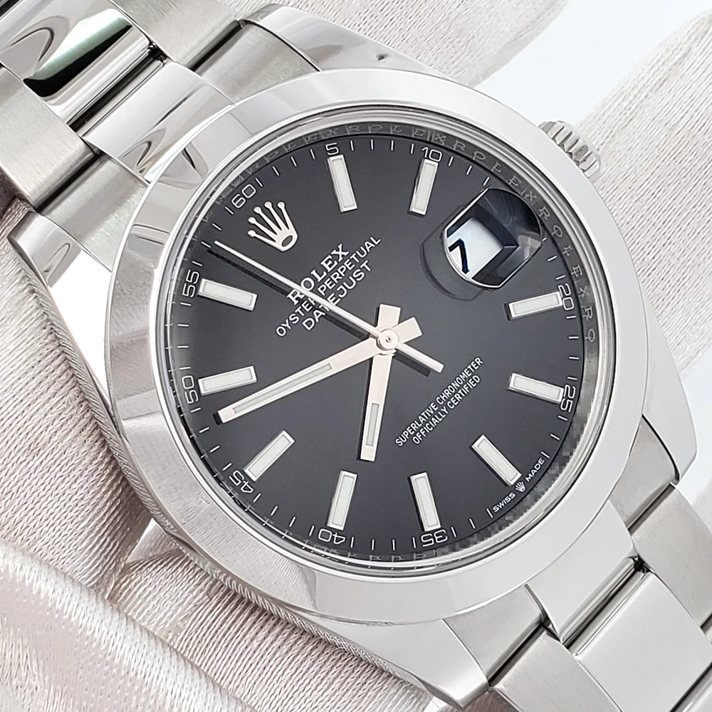 2023 Rolex Datejust 41mm Black Index Dial Steel Oyster Watch 126300 Box Papers - Image 2