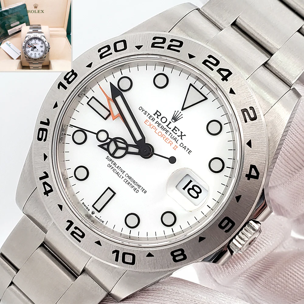 2023 Rolex Explorer II 42mm Polar White Steel Oyster Watch 226570 Box/Papers/Tag