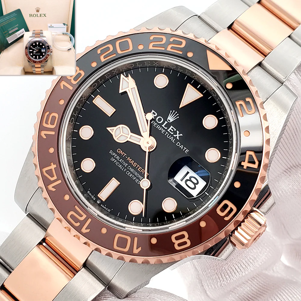 2023 Rolex Rootbeer GMT-Master II 2-Tone Rose Gold/Steel 40mm Watch 126711CHNR Box/Papers/Tag
