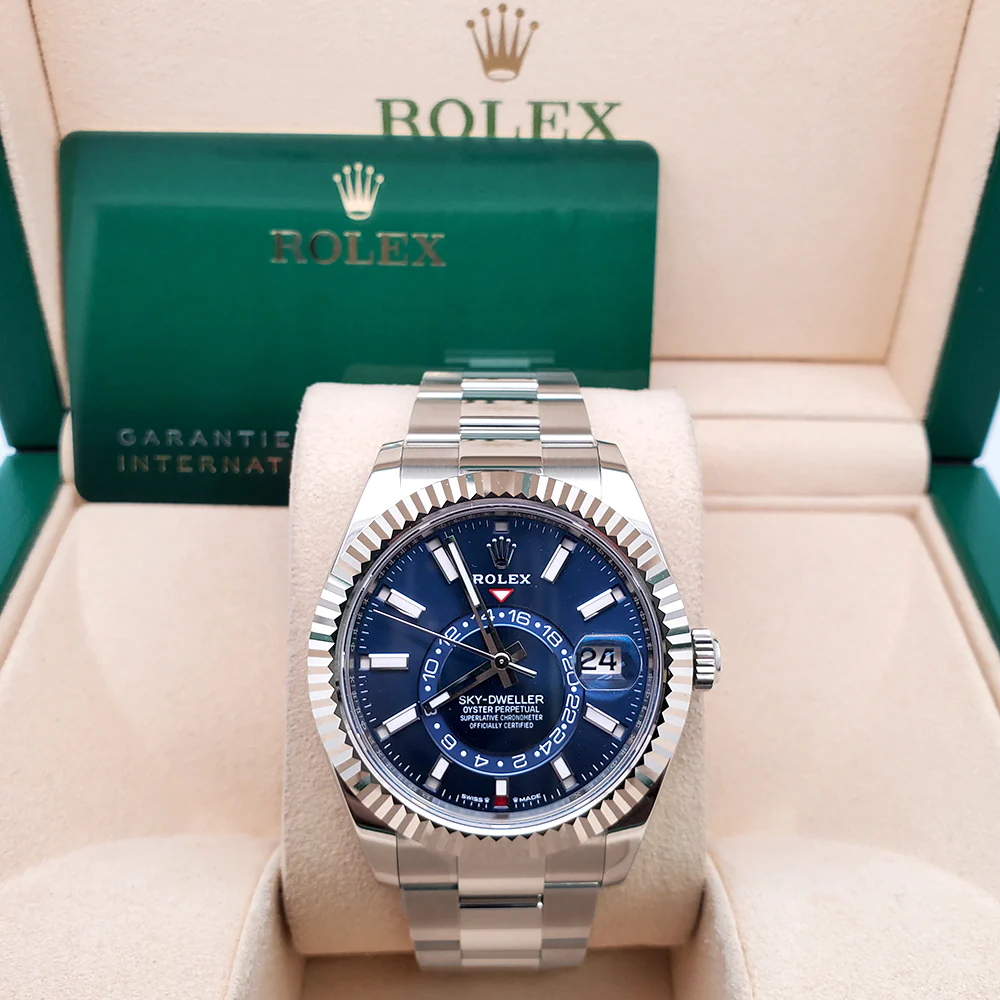 2023 Rolex Sky-Dweller 42mm Blue Index Oyster Watch 336934 Box Papers