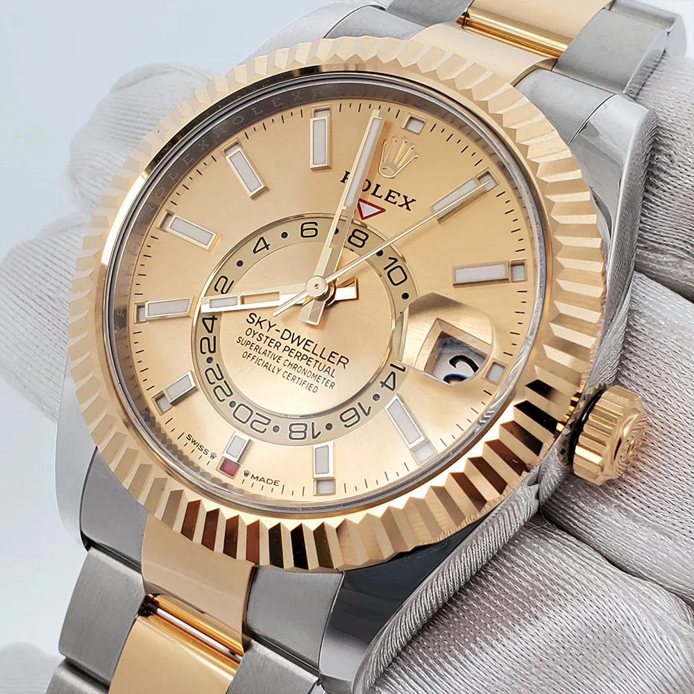 2023 Rolex Sky-Dweller 42mm Champagne 2-tone Yellow Gold/Steel Watch 336933 Box Papers - Image 2