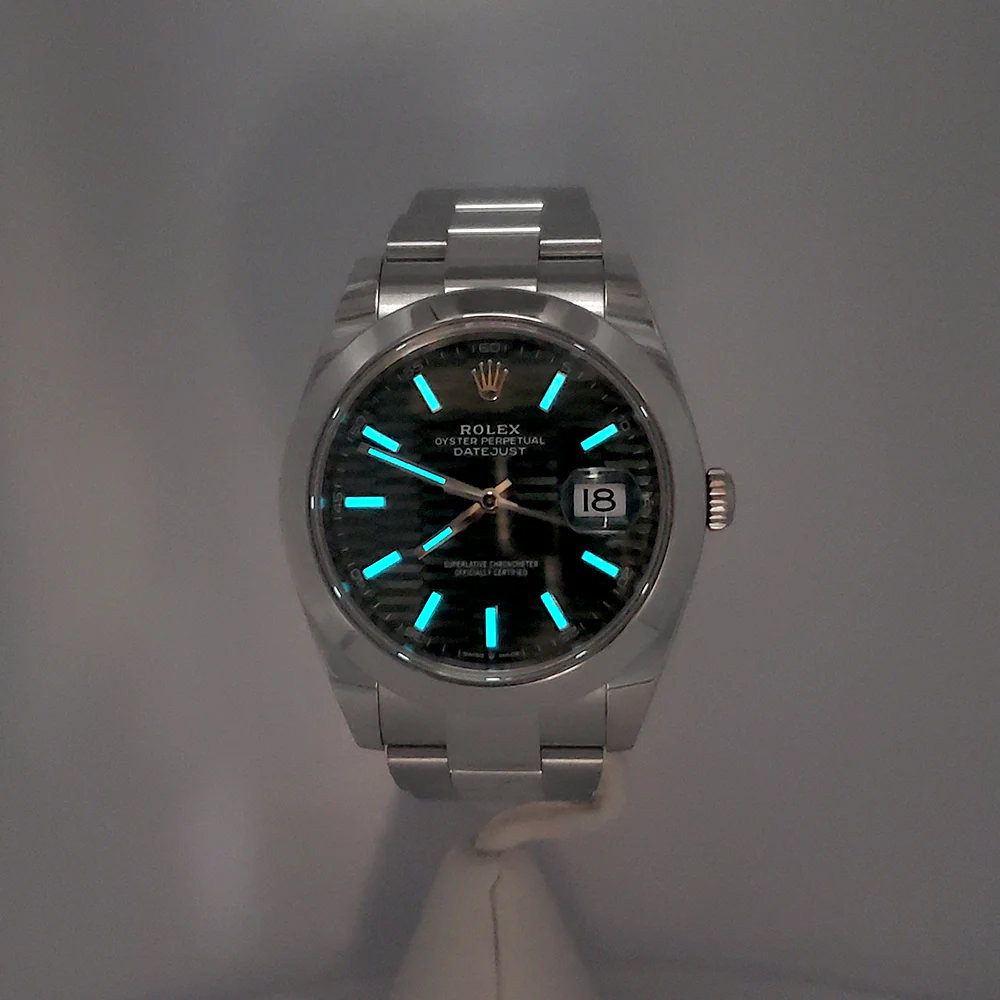2023 Unworn Green Motif Rolex Datejust 41 Steel Oyster Watch 126300 Box/Papers/Tag - Image 8