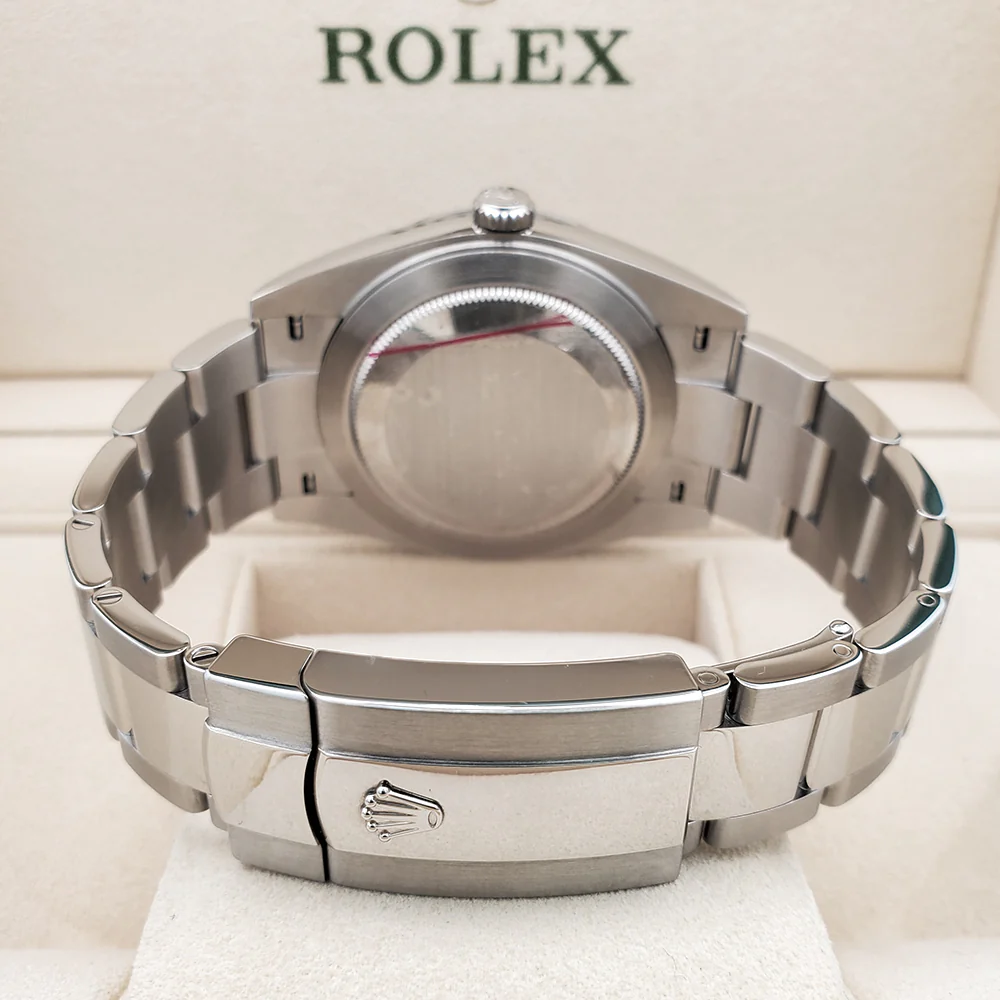 2023 Unworn Green Motif Rolex Datejust 41 Steel Oyster Watch 126300 Box Papers - Image 5