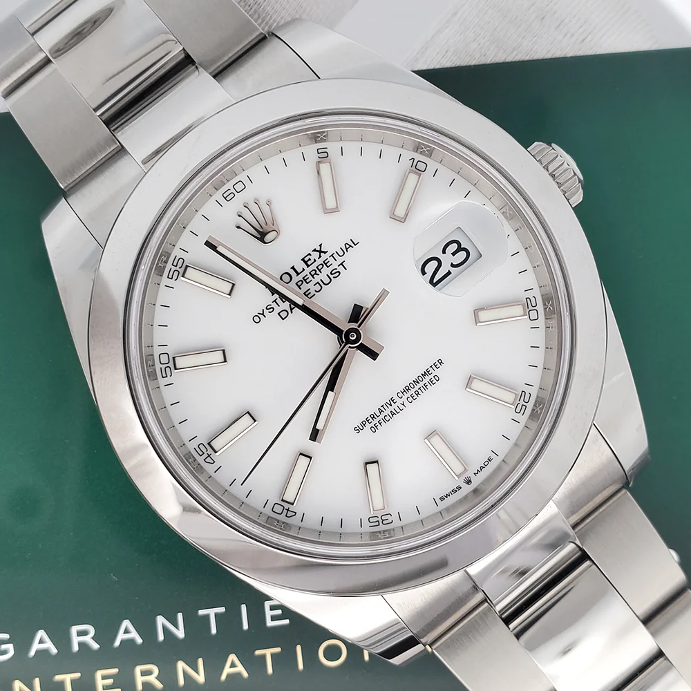 2023 Unworn Rolex Datejust 41 126300 White Index Steel Oyster Watch Box Papers