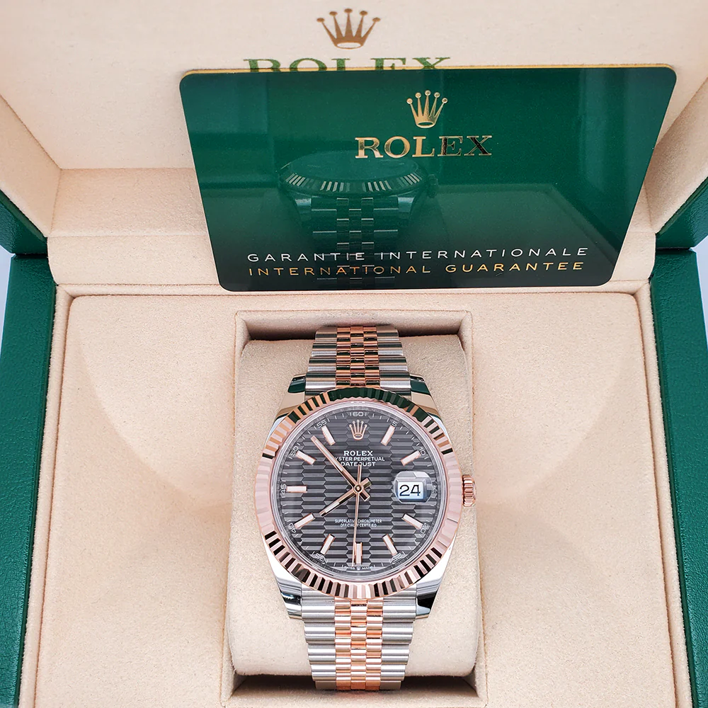 2023 Unworn Rolex Datejust 41 126331 Rhodium Gray Motif 2-Tone Rose/Steel Jubilee Watch Box Papers - Image 3
