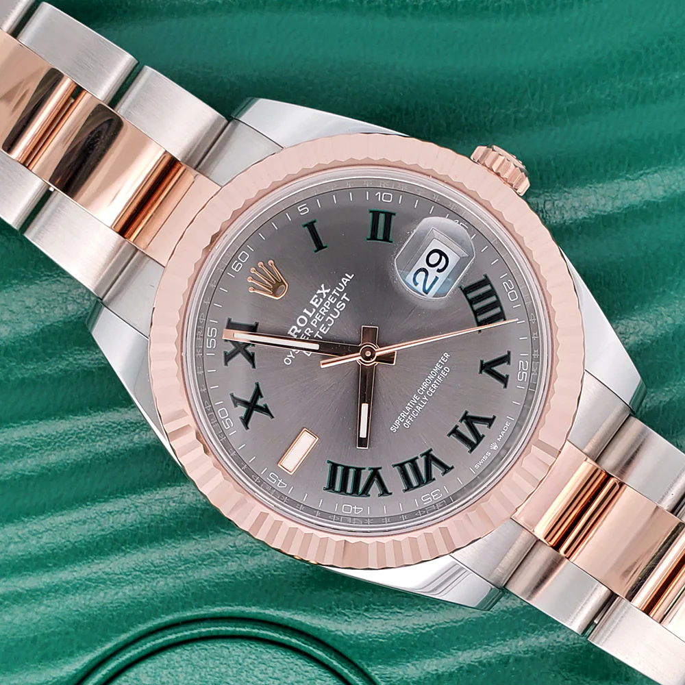 2023 Unworn Rolex Datejust 41 Wimbledon Slate Dial 126331 Rose Gold Steel Oyster Watch Box Papers - Image 2