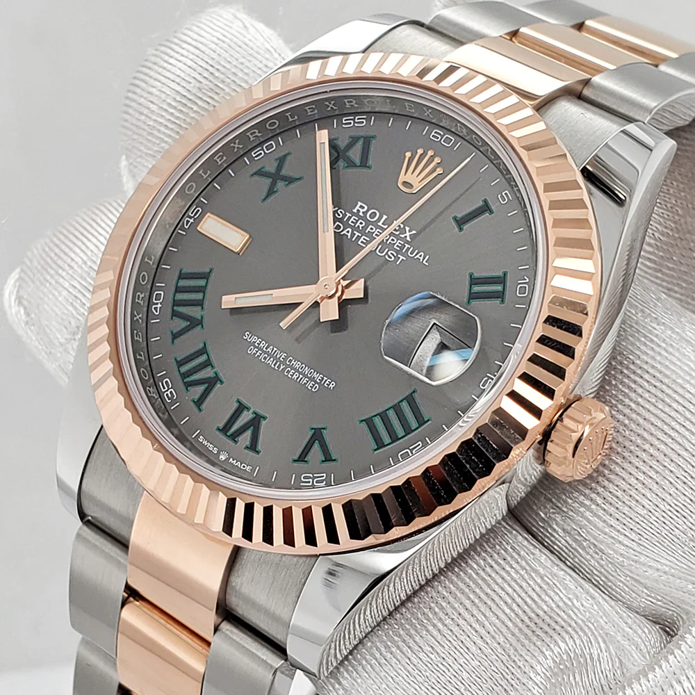 2023 Unworn Rolex Datejust 41 Wimbledon Slate Dial 126331 Rose Gold Steel Oyster Watch Box Papers - Image 3