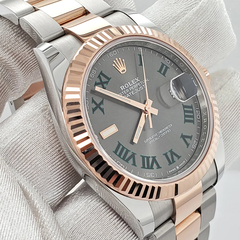 2023 Unworn Rolex Datejust 41 Wimbledon Slate Dial 126331 Rose Gold Steel Oyster Watch Box Papers - Image 4