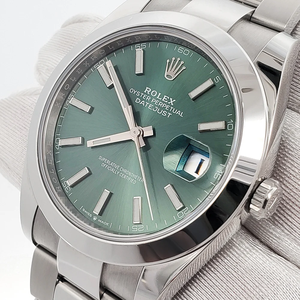 2023 Unworn Rolex Datejust 41mm 126300 Mint Green Steel Oyster Watch Box Papers - Image 2