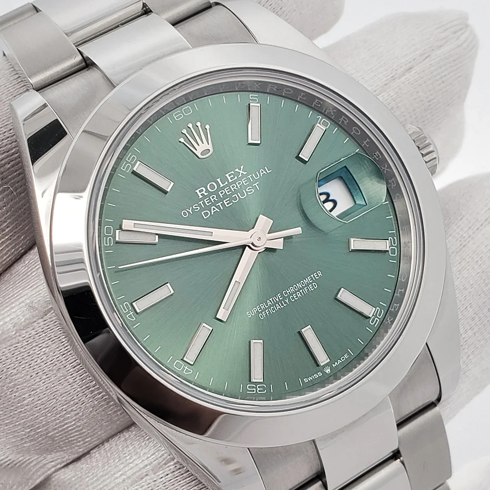 2023 Unworn Rolex Datejust 41mm 126300 Mint Green Steel Oyster Watch Box Papers - Image 3