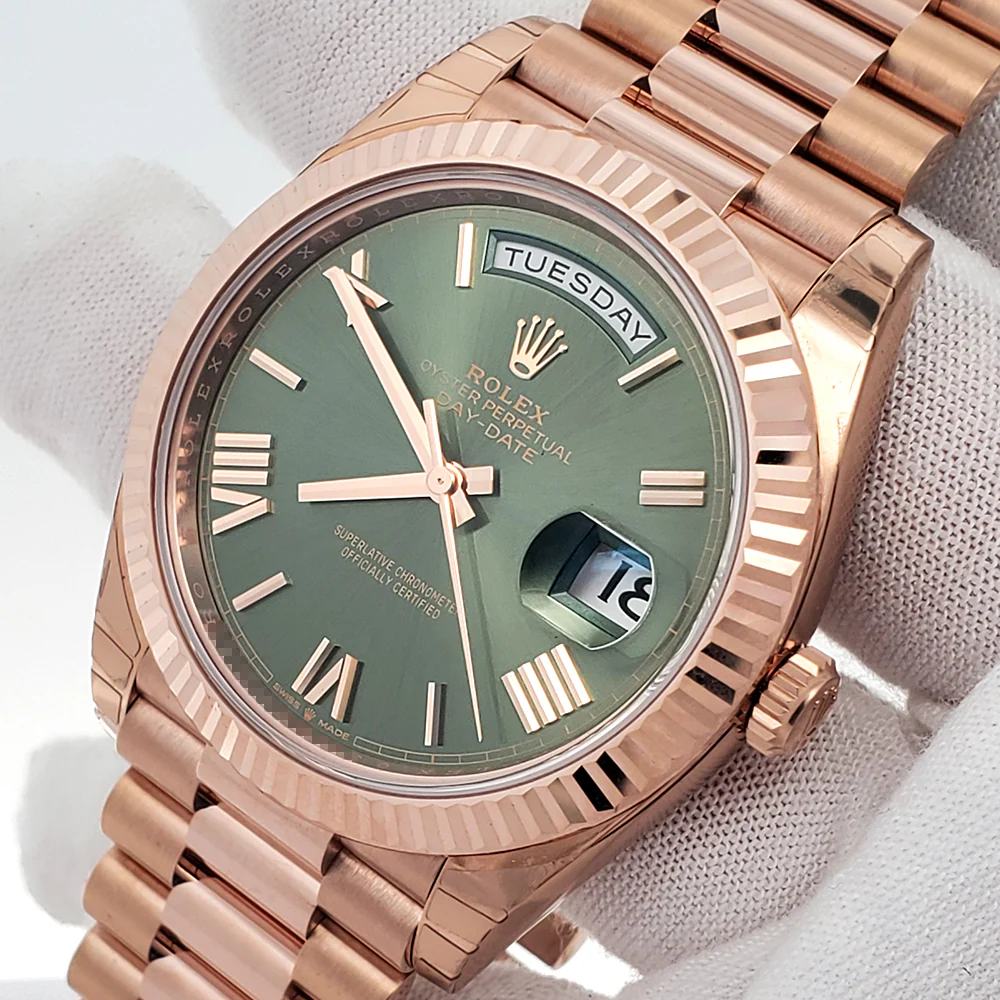 2023 Unworn Rolex Day-Date 40mm 228235 Rose Gold Olive Green Watch Box Papers - Image 2