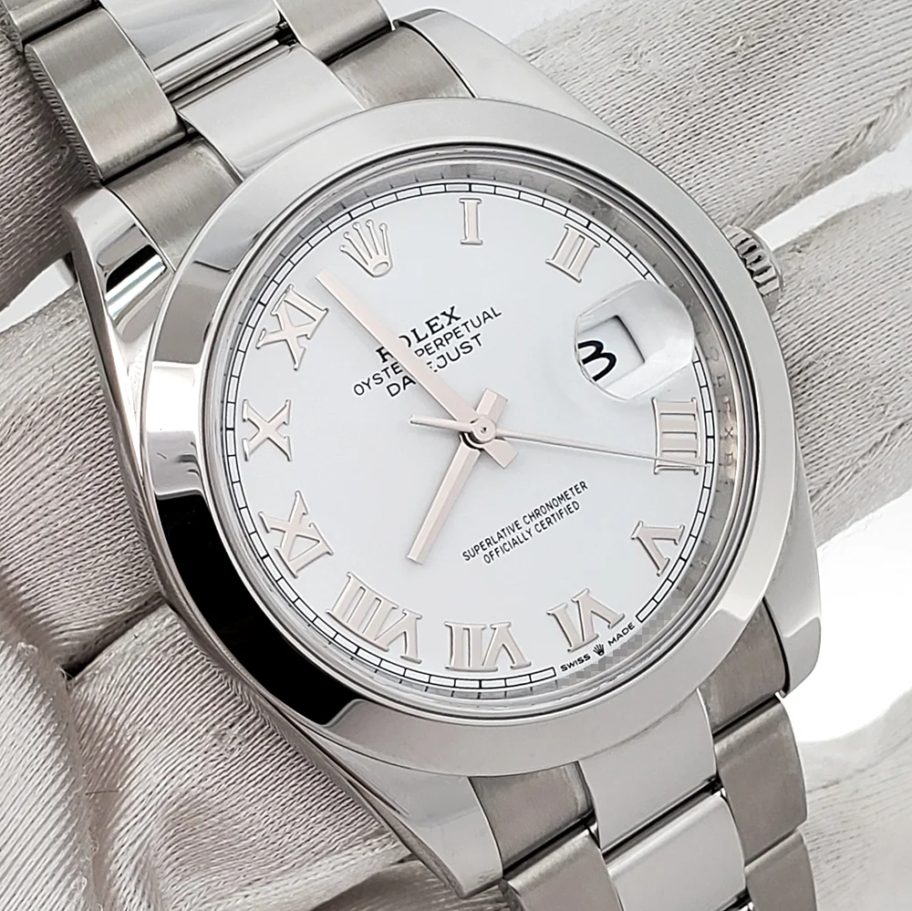 2024 Rolex Datejust 41 126300 White Roman Steel Oyster Watch Box Papers - Image 3