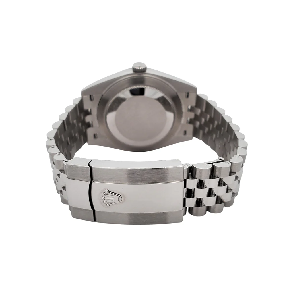 2024 Rolex Datejust 41 Black Index White Gold Fluted Bezel Steel Jubilee Watch 126334 Box Papers - Image 5