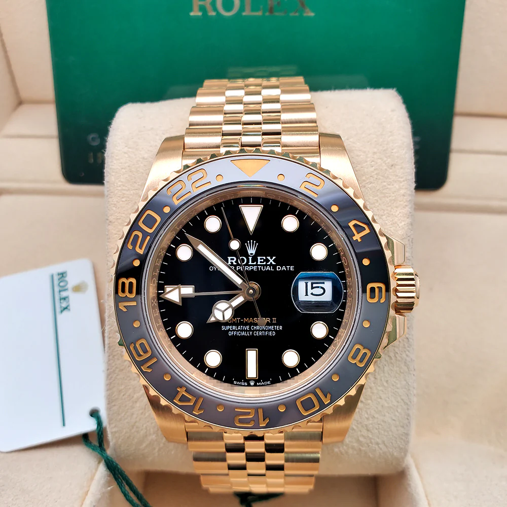 2024 Rolex GMT-Master II Bruce Wayne 18K Yellow Gold 40mm Jubilee Watch 126718 Box Papers