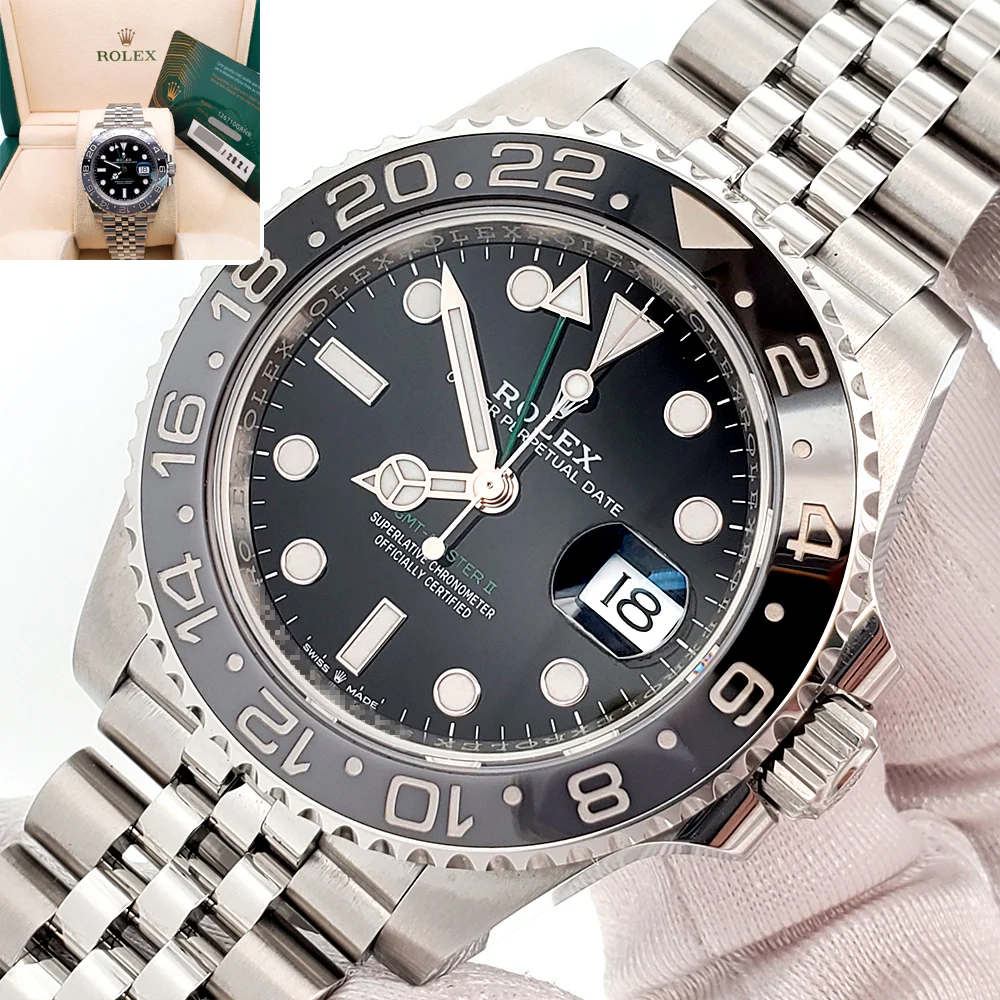 2024 Rolex GMT Master II Black Gray Bruce Wayne Jubilee Steel 40mm Watch 126710GRNR Box Papers