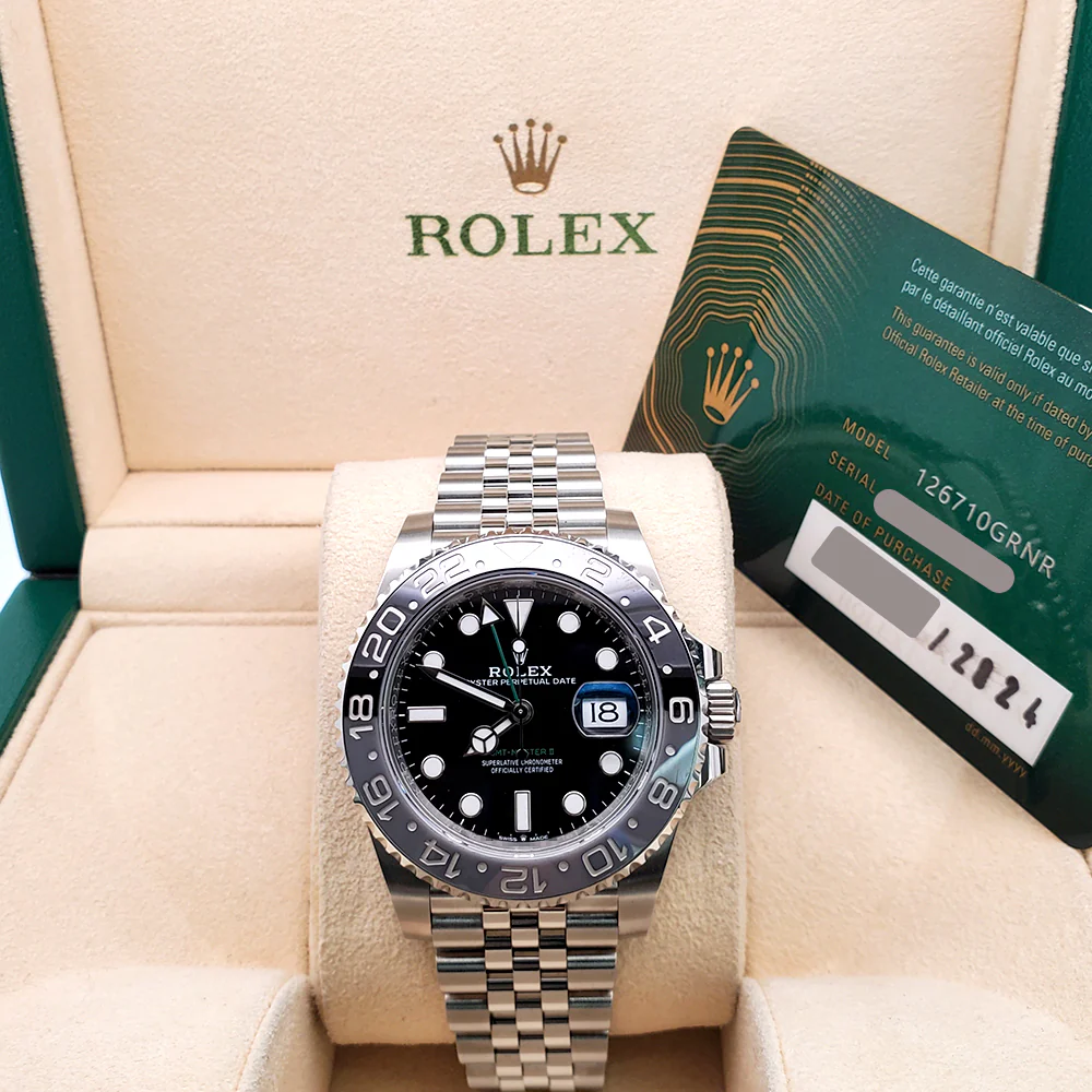 2024 Rolex GMT Master II Black Gray Bruce Wayne Jubilee Steel 40mm Watch 126710GRNR Box Papers - Image 4
