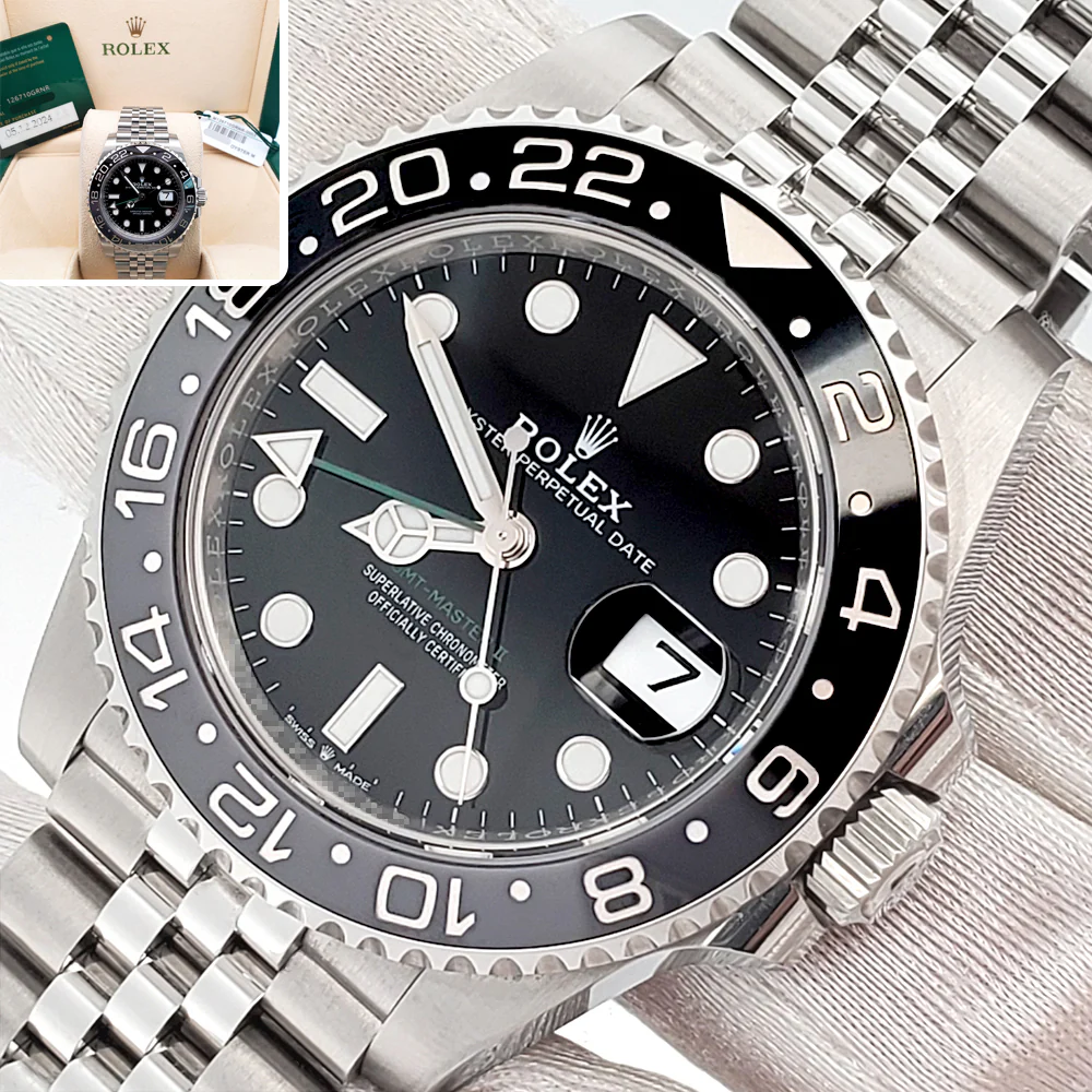 2024 Rolex GMT Master II Black Gray Bruce Wayne Jubilee Steel 40mm Watch 126710GRNR Box Papers Tag