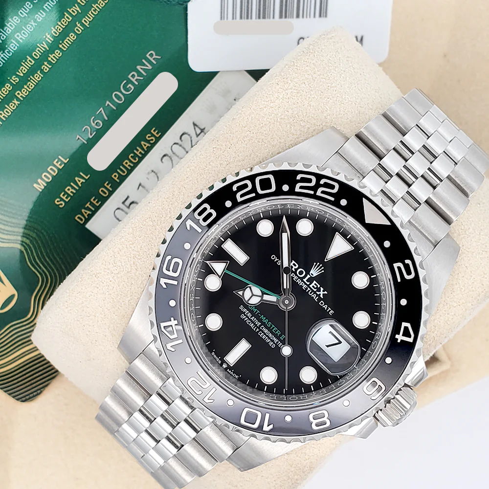 2024 Rolex GMT Master II Black Gray Bruce Wayne Jubilee Steel 40mm Watch 126710GRNR Box Papers Tag - Image 4