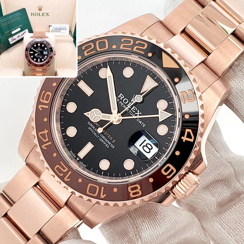 2024 Rolex GMT-Master II Rootbeer 126715CHNR Rose Gold Watch Box/Papers/Tag