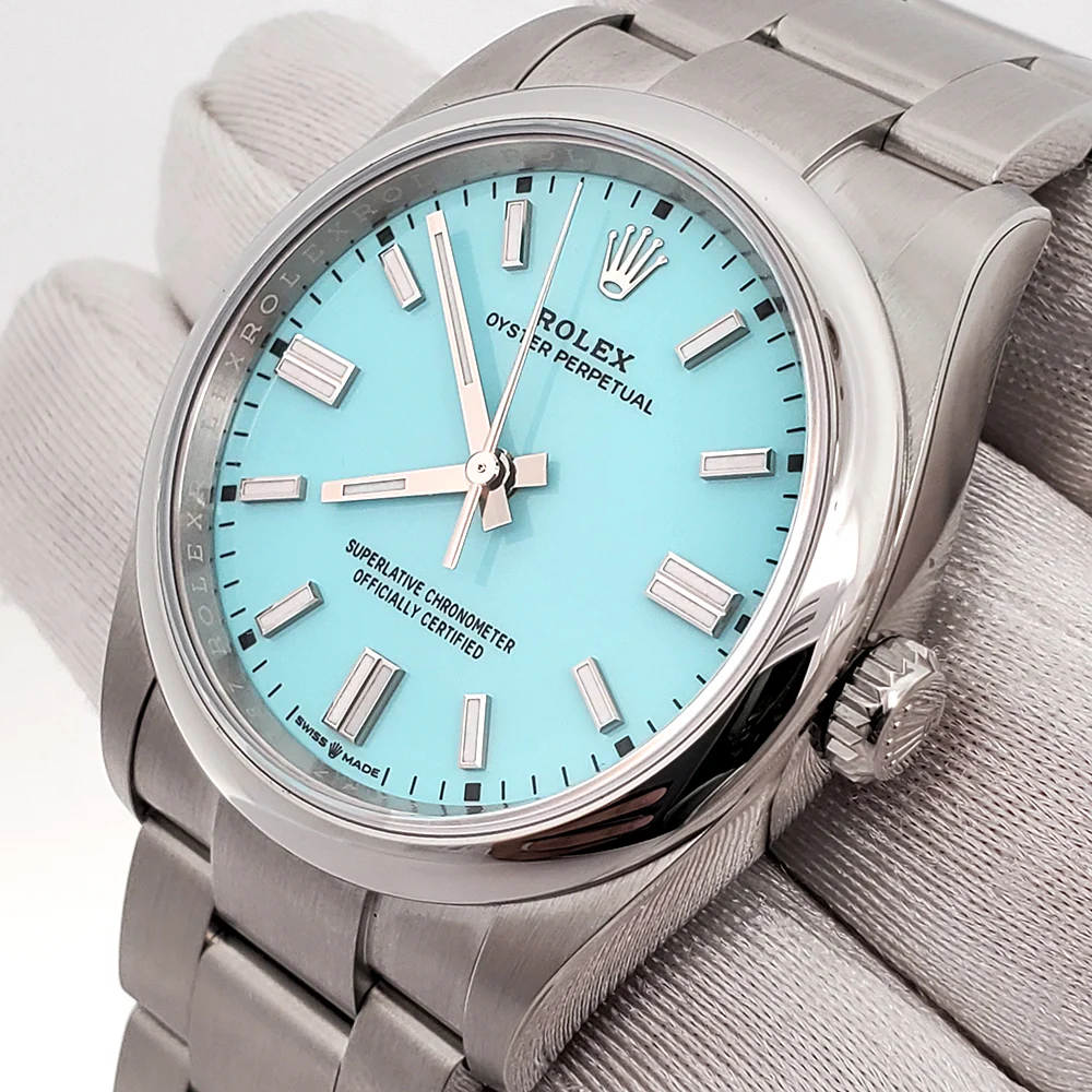 2024 Unworn Rolex 36mm Tiffany Blue Dial Oyster Perpetual Steel 126000 Box Papers - Image 3