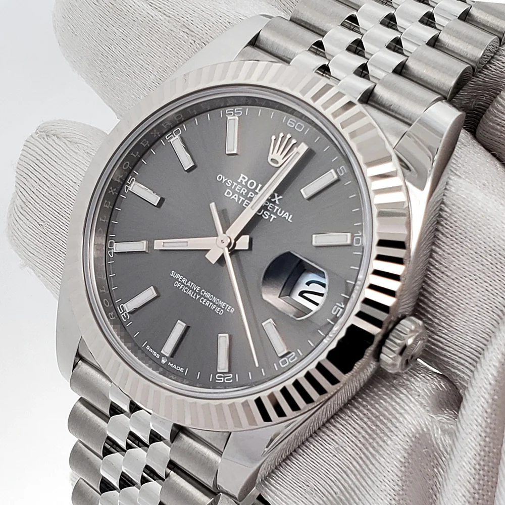 2024 Unworn Rolex Datejust 41mm 126334 Rhodium Gray Index Fluted White Gold/Steel Jubilee Watch Box Papers - Image 2