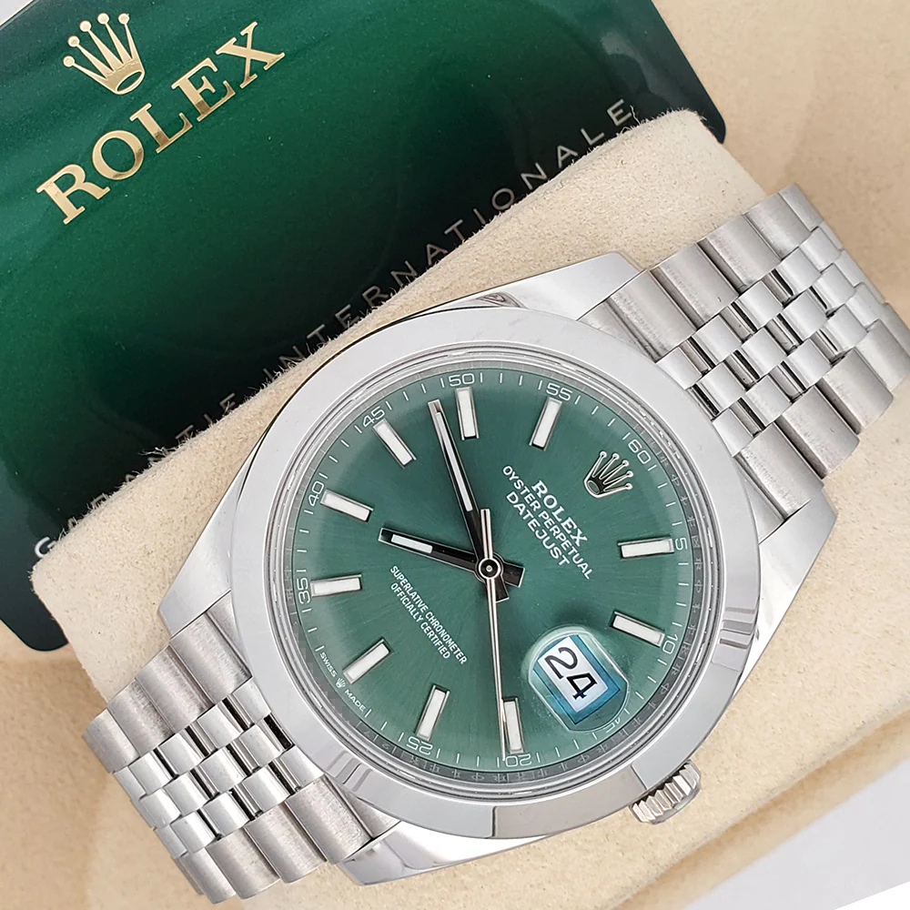 2024 Unworn Rolex Datejust 41 126300 Mint Green Dial Steel Jubilee Watch Box Papers