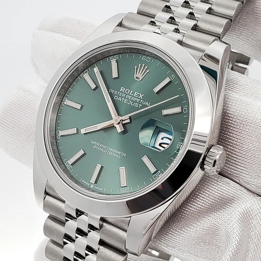 2024 Unworn Rolex Datejust 41 126300 Mint Green Dial Steel Jubilee Watch Box Papers - Image 2