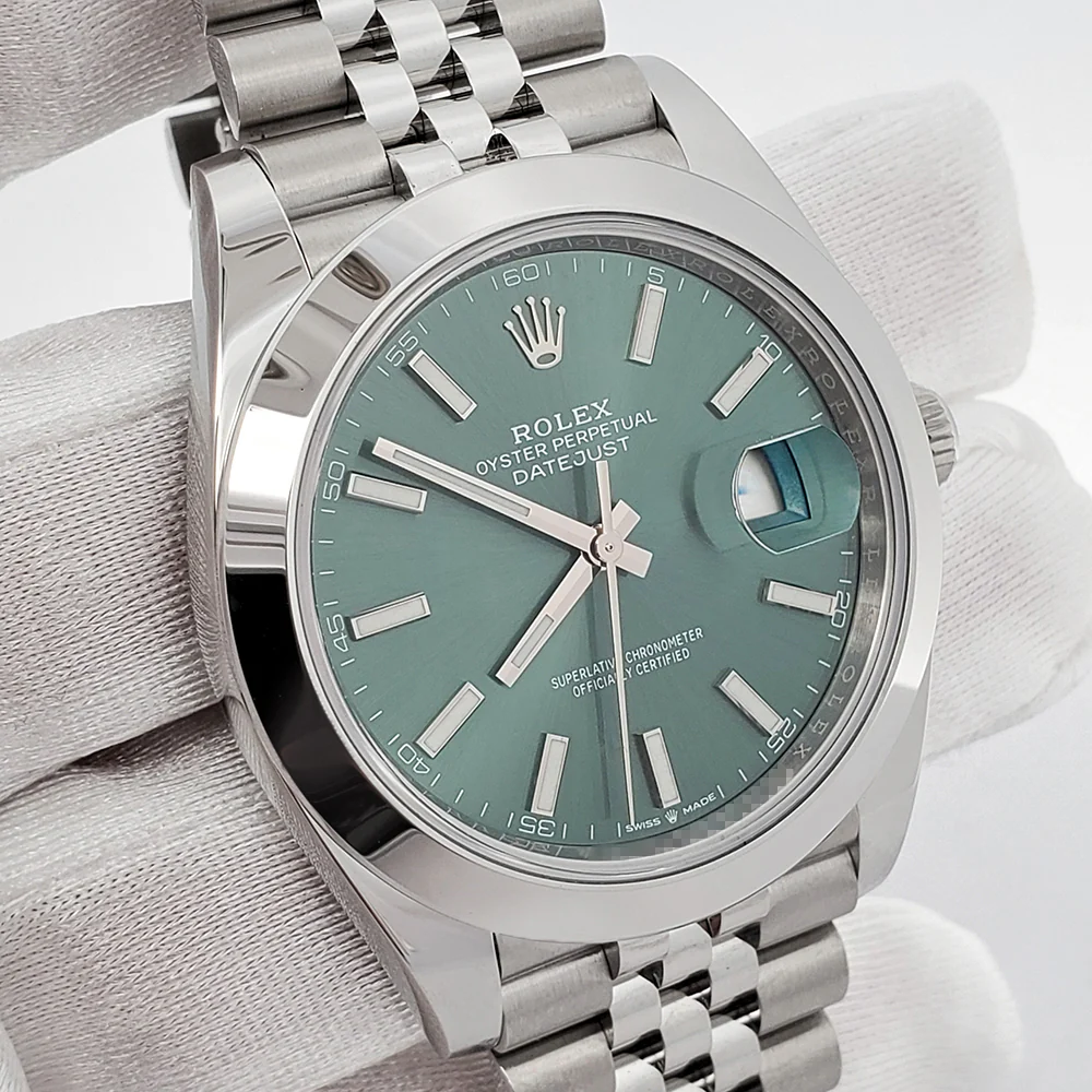 2024 Unworn Rolex Datejust 41 126300 Mint Green Dial Steel Jubilee Watch Box Papers - Image 3