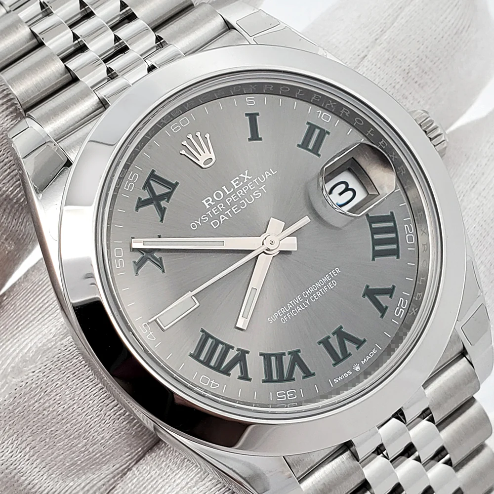2024 Unworn Rolex Datejust 41 126300 Wimbledon Slate Roman Steel Jubilee Watch Box Papers - Image 3