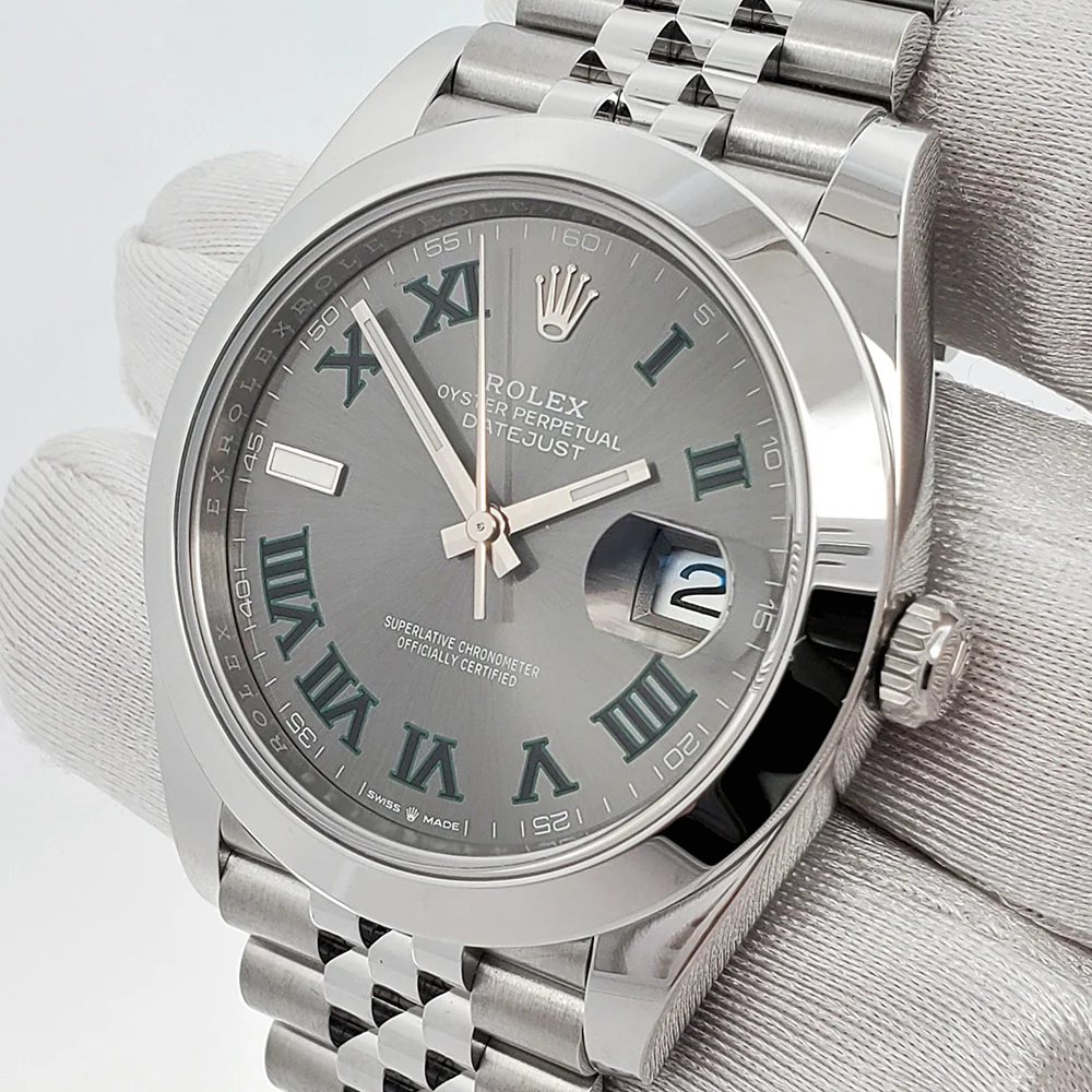2024 Unworn Rolex Datejust 41 126300 Wimbledon Slate Roman Steel Jubilee Watch Box Papers - Image 2