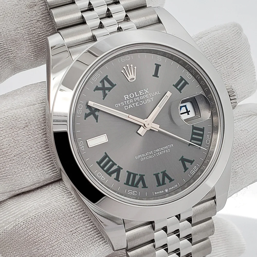2024 Unworn Rolex Datejust 41 126300 Wimbledon Slate Roman Steel Jubilee Watch Box Papers - Image 3