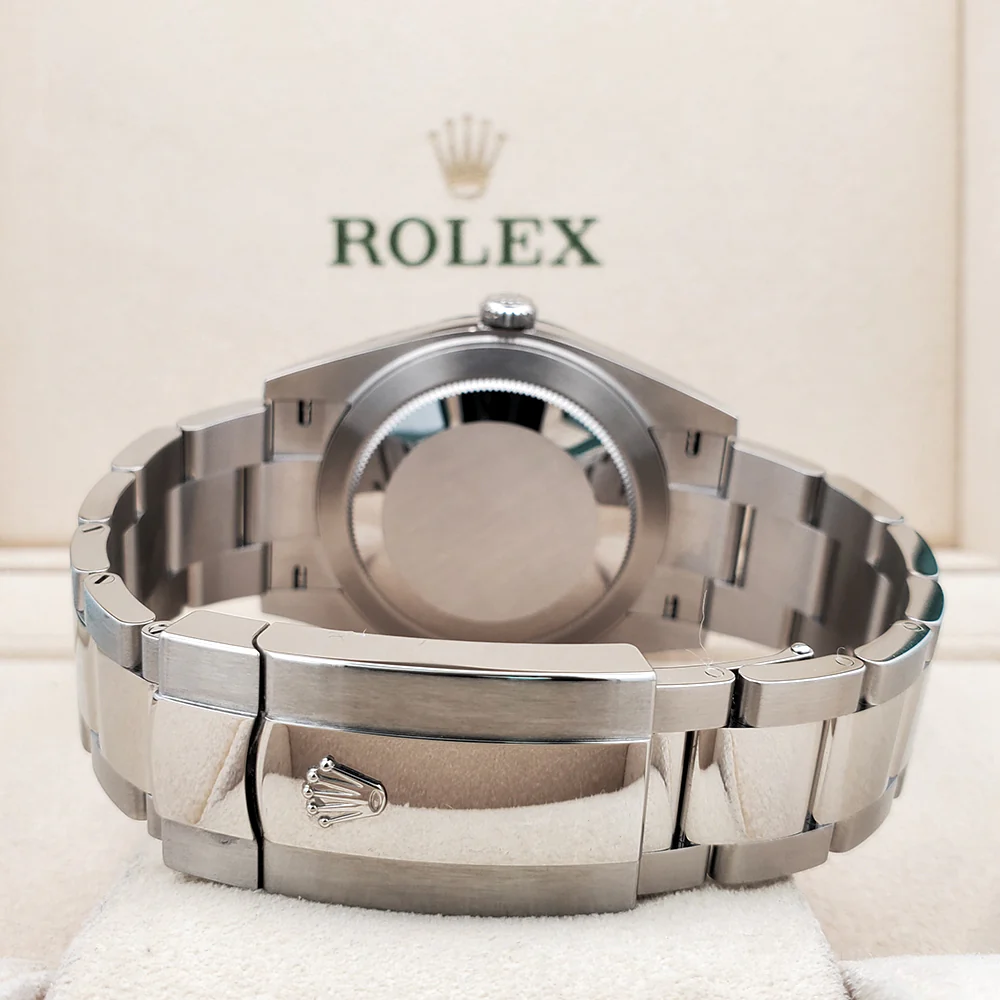 2024 Unworn Rolex Datejust 41 Black Index White Gold Fluted Bezel Steel Watch 126334 Box Papers - Image 5