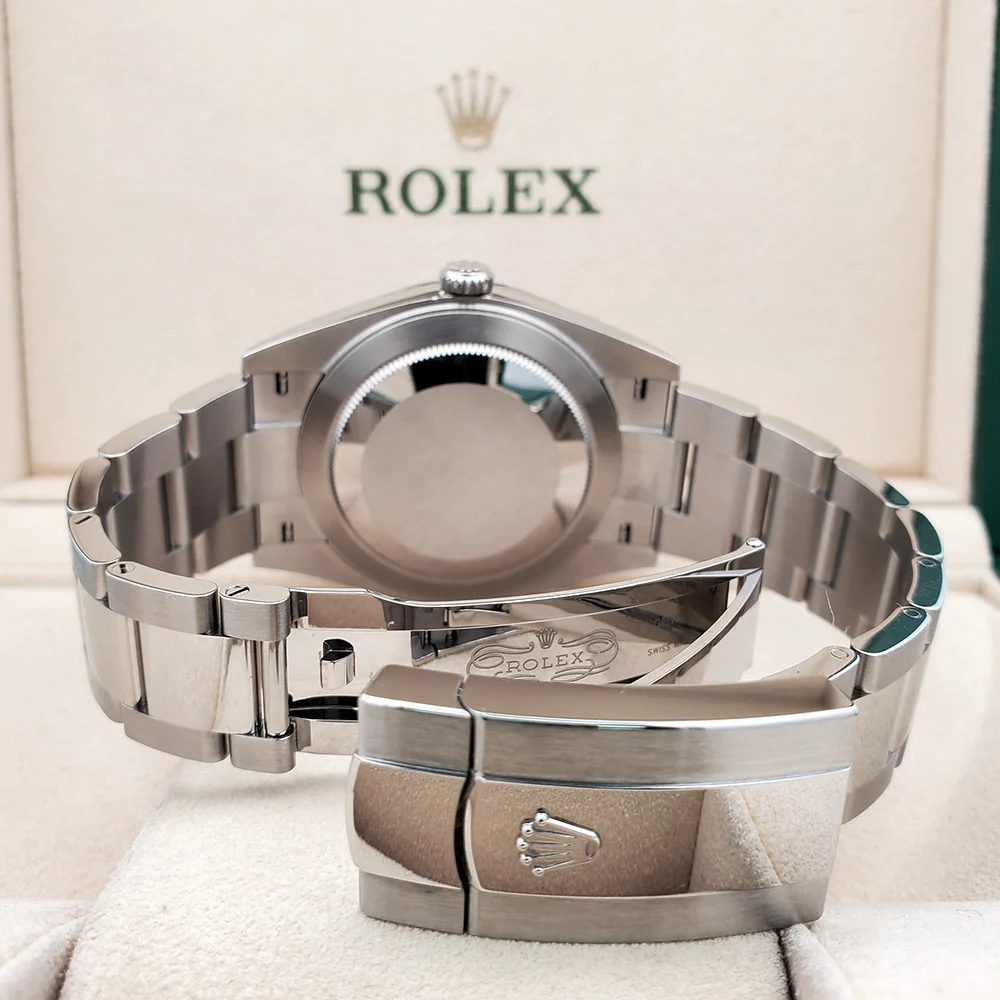 2024 Unworn Rolex Datejust 41 Black Index White Gold Fluted Bezel Steel Watch 126334 Box Papers - Image 6