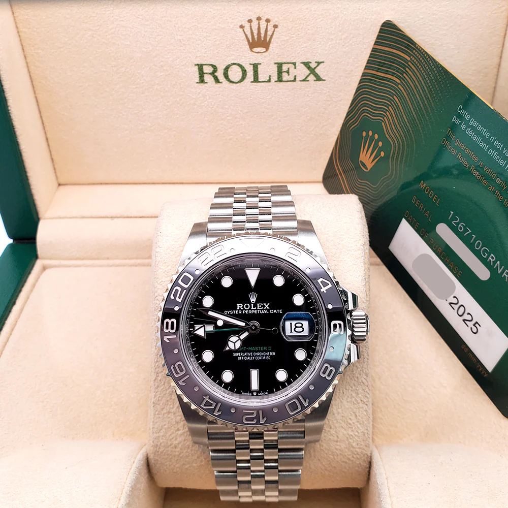 2025 Rolex GMT Master II Black Gray Bruce Wayne Jubilee Steel 40mm Watch 126710GRNR Box Papers - Image 4