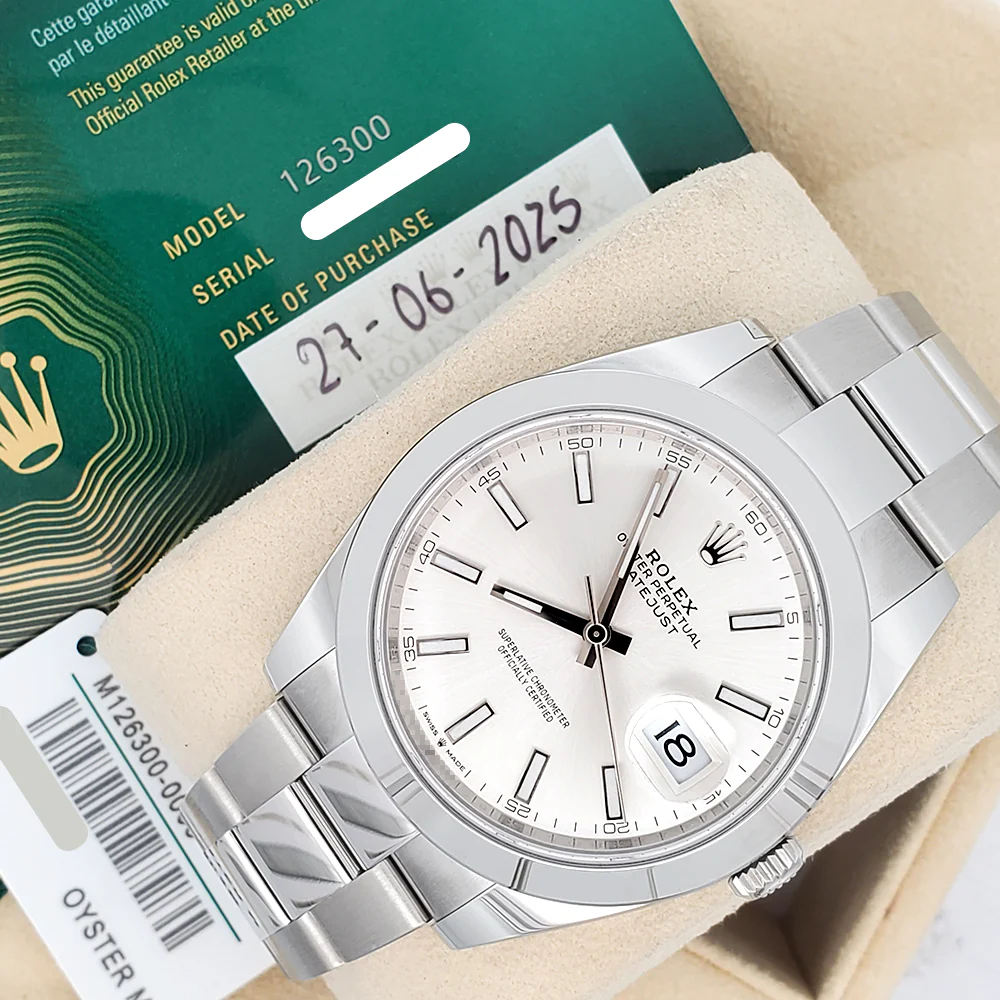 2025 Unworn Rolex Datejust 41 126300 Silver Index Steel Oyster Watch Box/Papers/Tag - Image 4