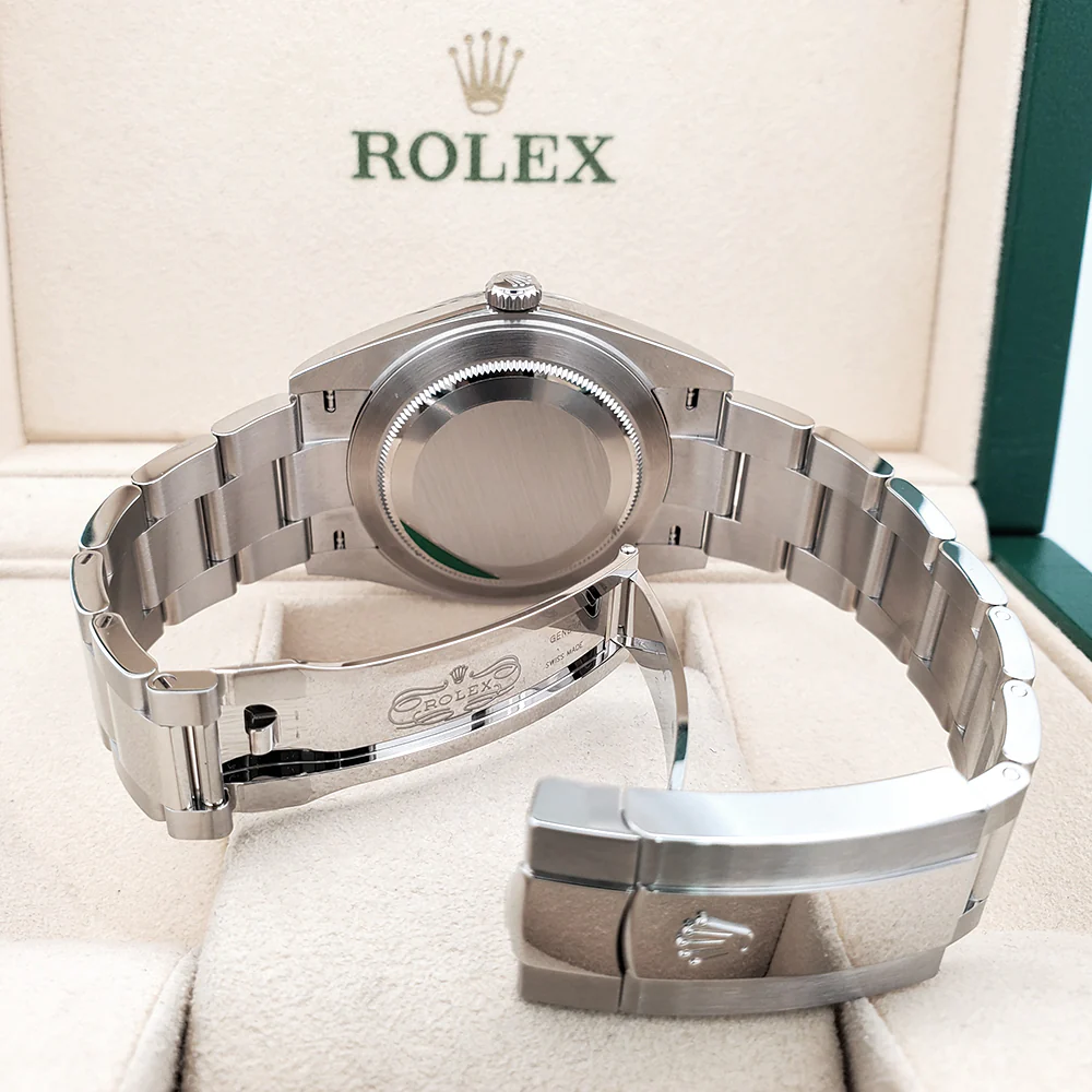 2025 Unworn Rolex Datejust 41 Mint Green White Gold Fluted Bezel Steel Oyster Watch 126334 Box Papers - Image 6