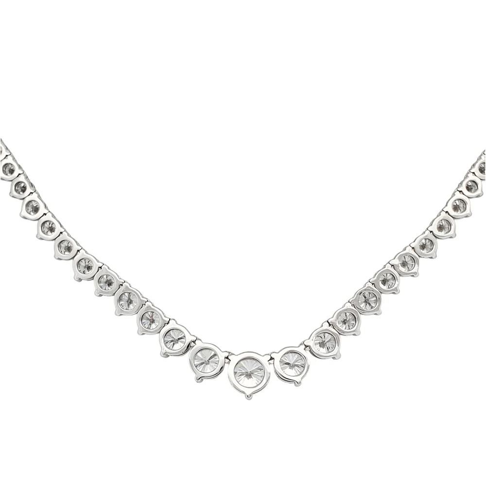 35.6ct VS Certified Lab-Grown Diamond 14k White Gold Tennis Necklace - Image 4