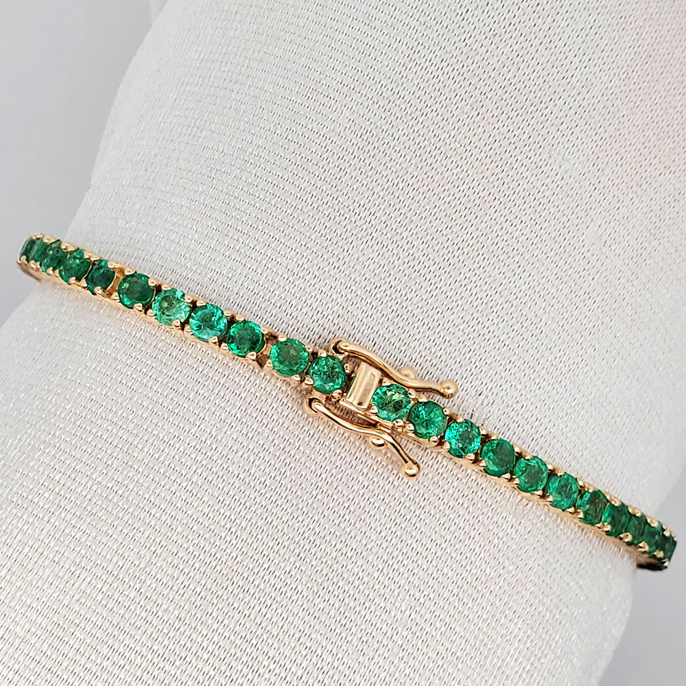 4ct Emerald 14k Yellow Gold 6.5" Tennis Bracelet - Image 3